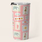 Vintage summer travel postage stamp pattern Travel Mug Gallery Image 3