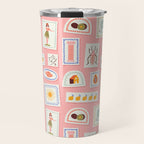 Vintage summer travel postage stamp pattern Travel Mug Gallery Image 1