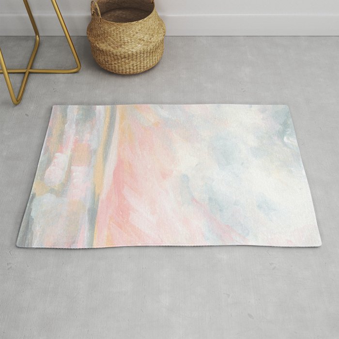 Overwhelm - Pink and Gray Pastel Seascape Rug Gallery Image 1