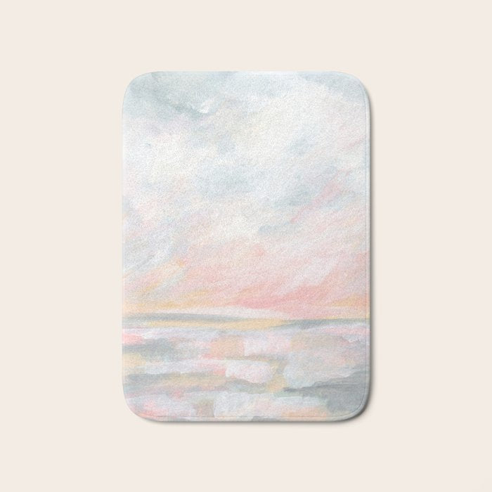 Overwhelm - Pink and Gray Pastel Seascape Bath Mat Gallery Image 1
