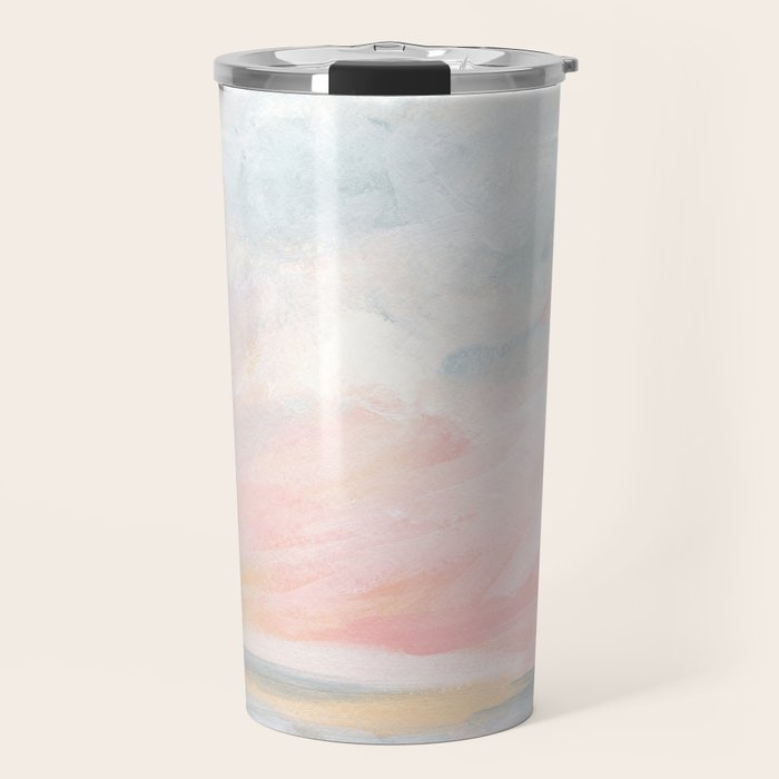 Overwhelm - Pink and Gray Pastel Seascape Travel Mug Gallery Image 1