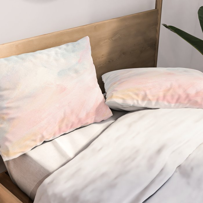 Overwhelm - Pink and Gray Pastel Seascape Pillow Sham Gallery Image 2