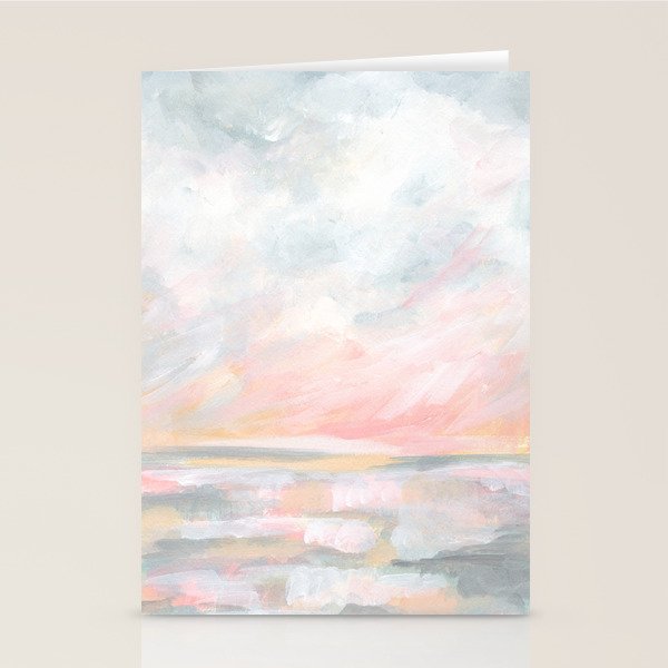 Overwhelm - Pink and Gray Pastel Seascape Stationery Card Gallery Image 2