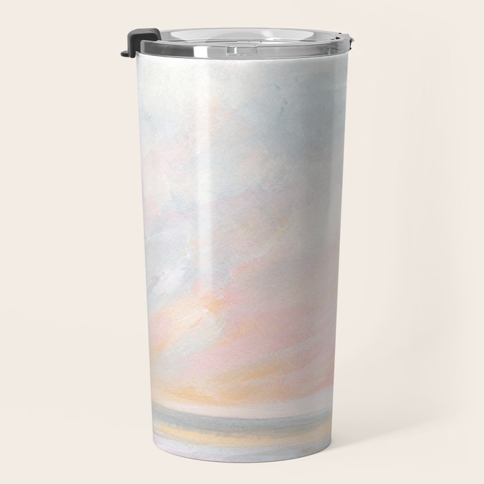 Overwhelm - Pink and Gray Pastel Seascape Travel Mug Gallery Image 3