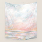 Overwhelm - Pink and Gray Pastel Seascape Wall Tapestry Gallery Image 4