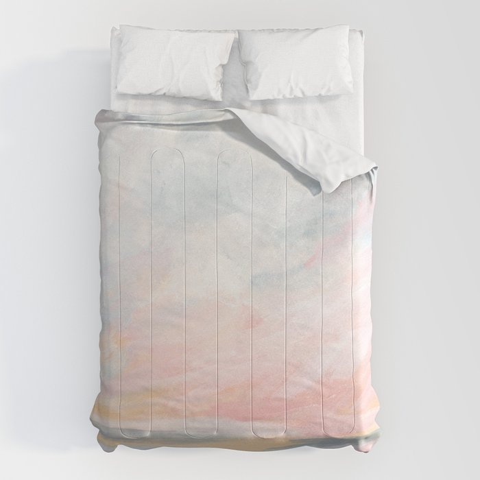 Overwhelm - Pink and Gray Pastel Seascape Comforter Gallery Image 6