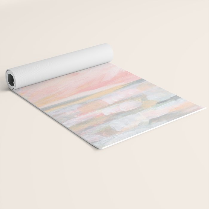 Overwhelm - Pink and Gray Pastel Seascape Yoga Mat Gallery Image 2