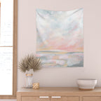 Overwhelm - Pink and Gray Pastel Seascape Wall Tapestry Gallery Image 2