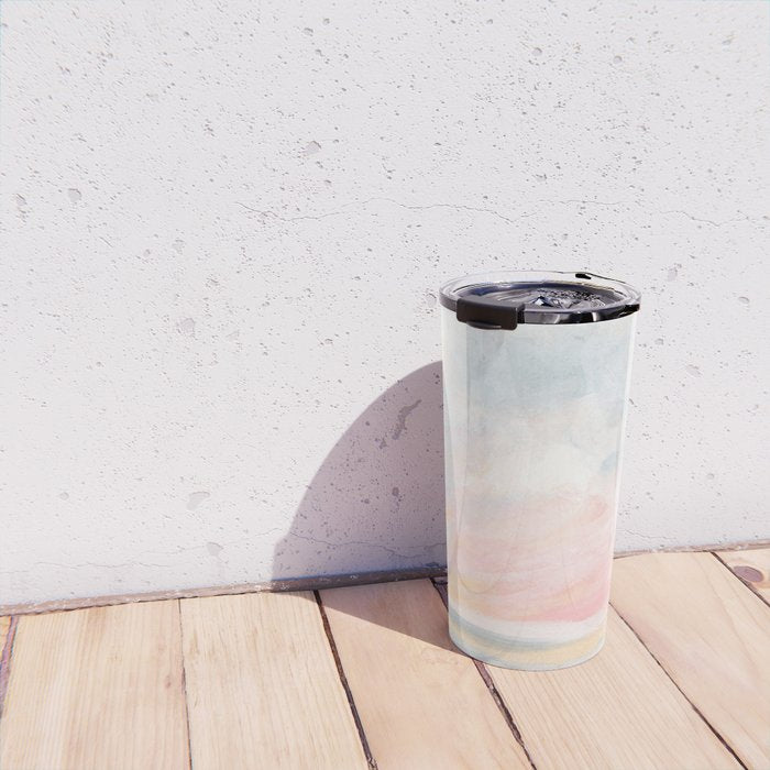 Overwhelm - Pink and Gray Pastel Seascape Travel Mug Gallery Image 4