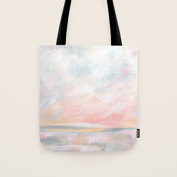Overwhelm - Pink and Gray Pastel Seascape Tote Bag Gallery Image 1