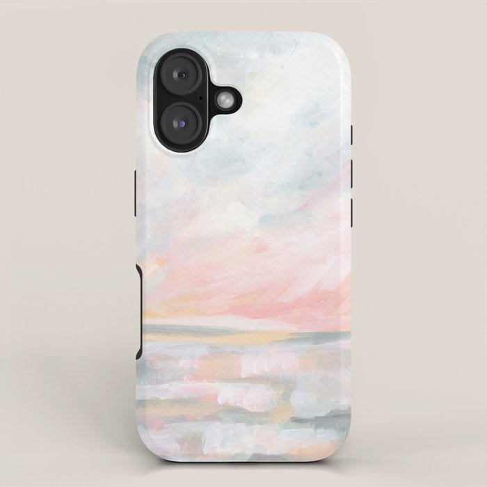 Overwhelm - Pink and Gray Pastel Seascape iPhone Case Gallery Image 1