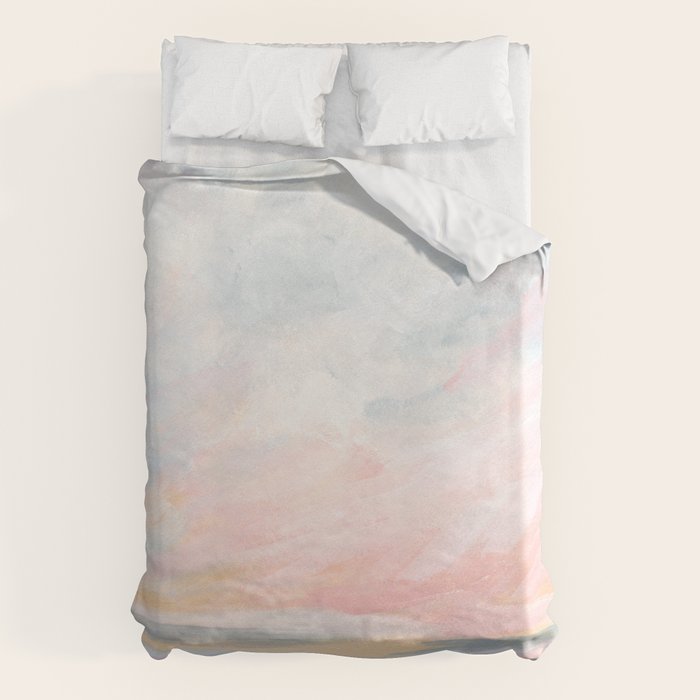 Overwhelm - Pink and Gray Pastel Seascape Duvet Cover