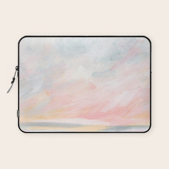 Overwhelm - Pink and Gray Pastel Seascape Laptop Sleeve Gallery Image 1