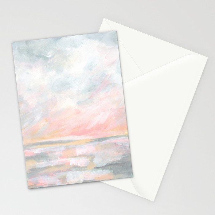 Overwhelm - Pink and Gray Pastel Seascape Stationery Card Gallery Image 2