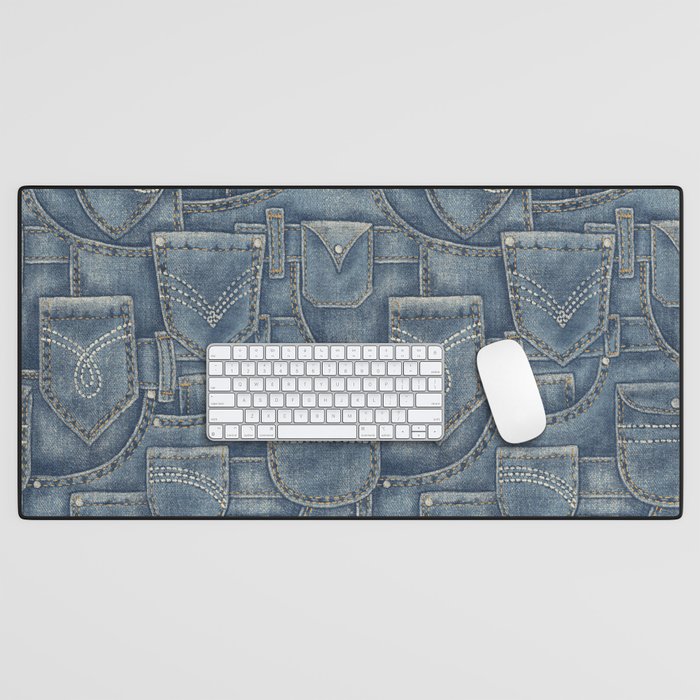Jean Pockets - medium denim blue Desk Mat Gallery Image 1