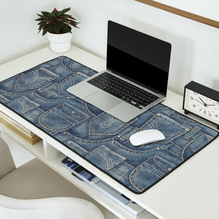 Jean Pockets - medium denim blue Desk Mat Gallery Image 2
