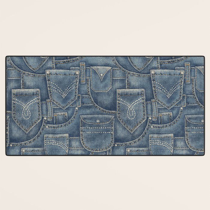 Jean Pockets - medium denim blue Desk Mat Gallery Image 3