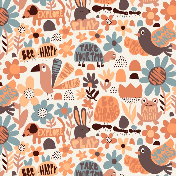 Playful Meadow Cute Animals with Motivational Affirmations - Groovy Flower Child Coffee Mug Gallery Image 2