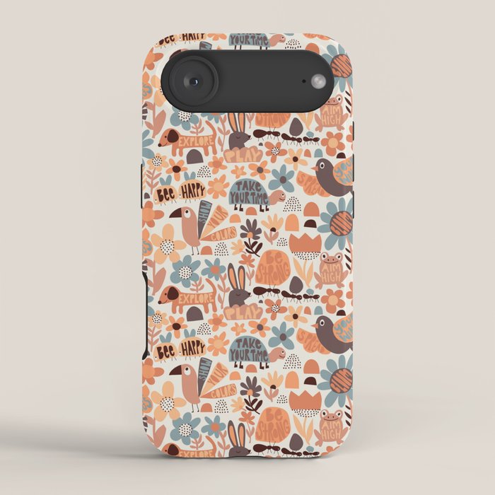 Playful Meadow Cute Animals with Motivational Affirmations - Groovy Flower Child iPhone Case Gallery Image 2