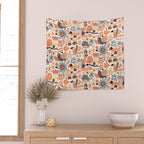 Playful Meadow Cute Animals with Motivational Affirmations - Groovy Flower Child Wall Tapestry Gallery Image 2