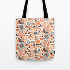 Playful Meadow Cute Animals with Motivational Affirmations - Groovy Flower Child Tote Bag Gallery Image 1