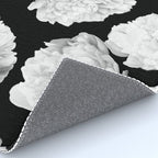 White Peony Flowers Black Background #decor #society6 #buyart Rug Gallery Image 4