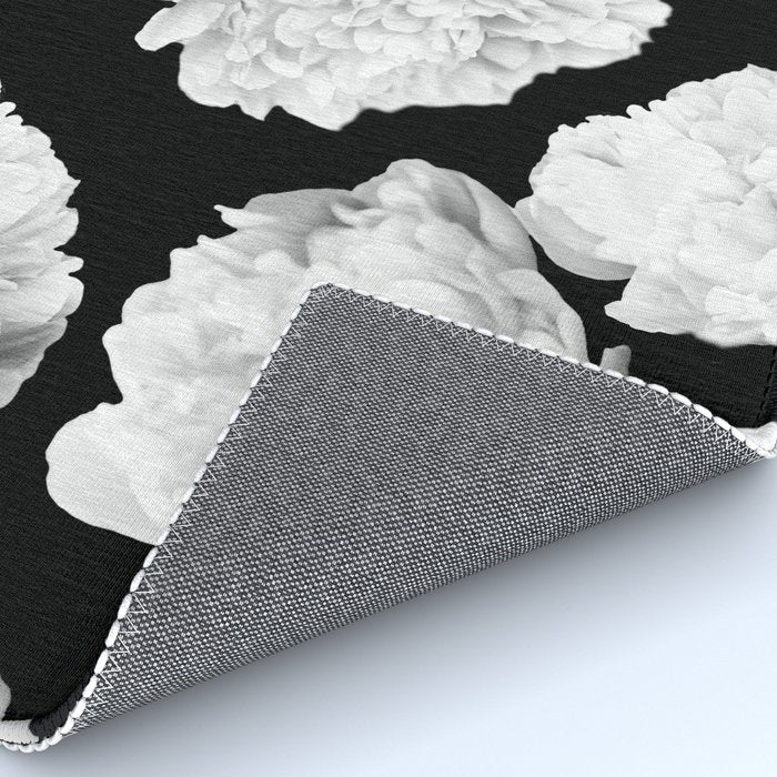 White Peony Flowers Black Background #decor #society6 #buyart Rug Gallery Image 4