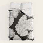 White Peony Flowers Black Background #decor #society6 #buyart Comforter Gallery Image 6