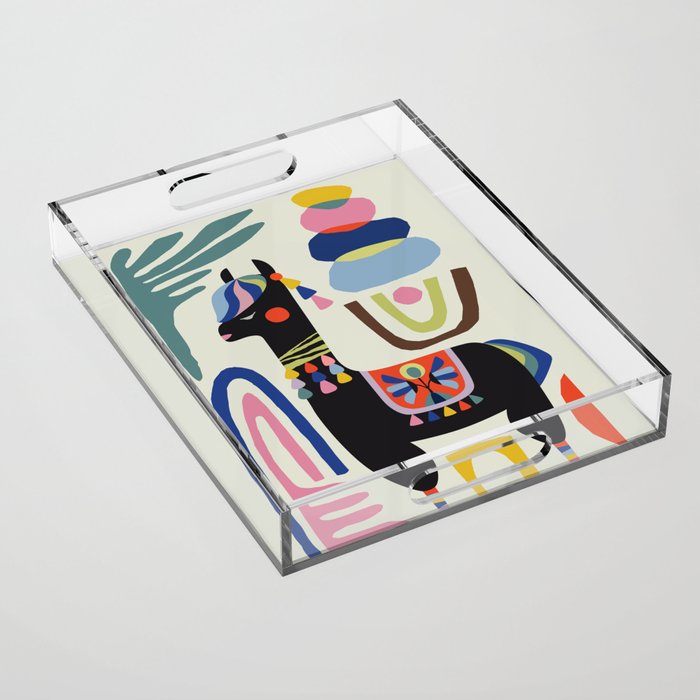 Mid Century Modern Llama Acrylic Tray Gallery Image 1