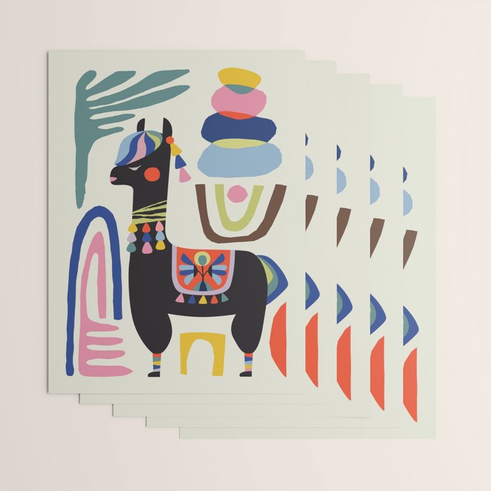 Mid Century Modern Llama Wrapping Paper Gallery Image 3