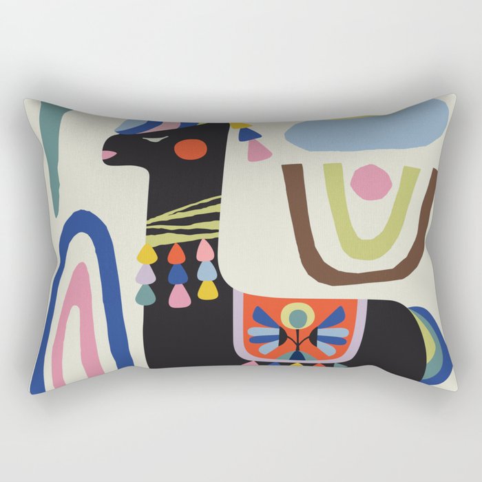 Mid Century Modern Llama Rectangular Pillow Gallery Image 1