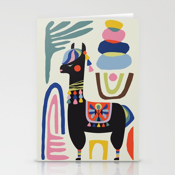 Mid Century Modern Llama Stationery Card Gallery Image 1