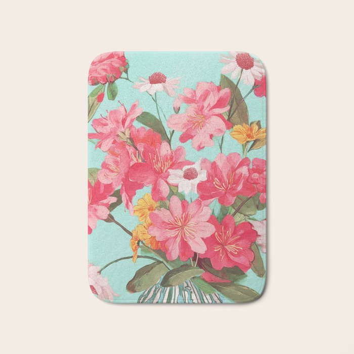 Azalea and Wildflower Bouquet on Teal Bath Mat Gallery Image 1
