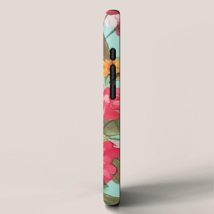 Azalea and Wildflower Bouquet on Teal iPhone Case Gallery Image 2