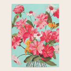 Azalea and Wildflower Bouquet on Teal Poster Gallery Image 4