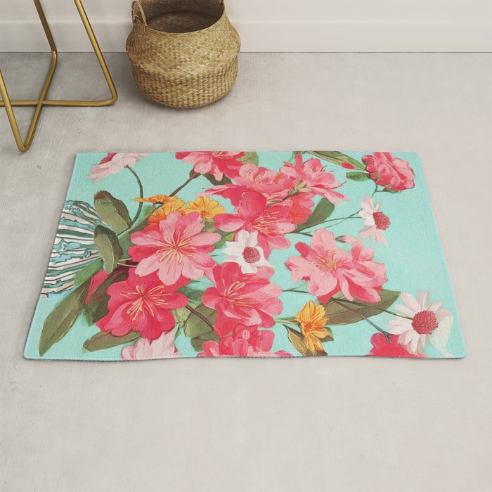 Azalea and Wildflower Bouquet on Teal Rug Gallery Image 1