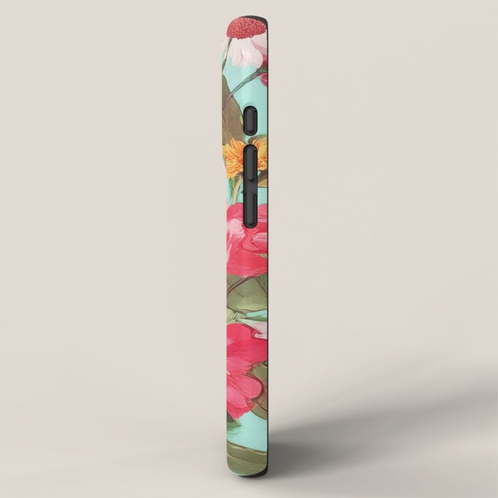 Azalea and Wildflower Bouquet on Teal iPhone Case Gallery Image 2