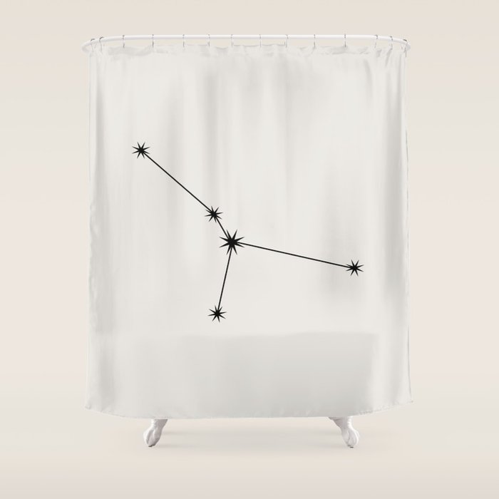 Cancer Zodiac Star Constellation Line Art White Shower Curtain Gallery Image 1