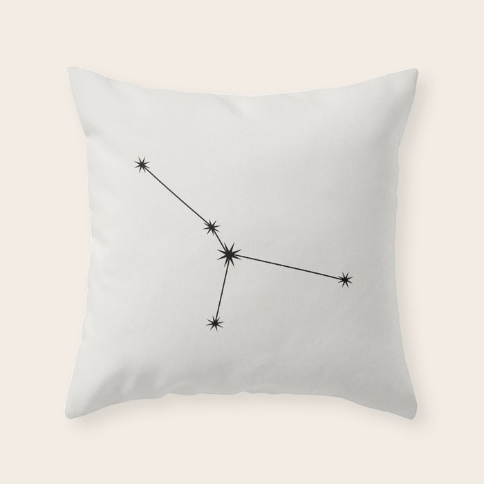 Cancer Zodiac Star Constellation Line Art White Throw Pillow Gallery Image 6