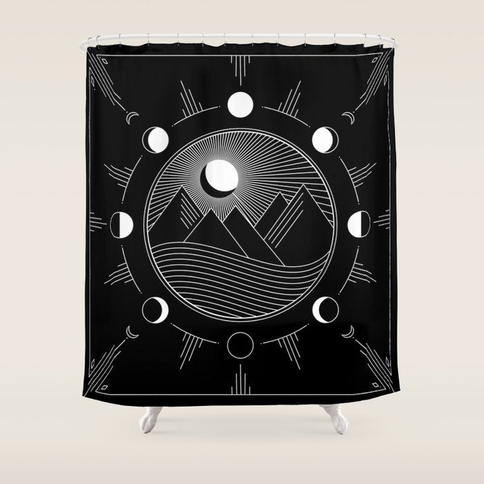 Moon Phases & Mountains Shower Curtain Gallery Image 1