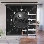 Moon Phases & Mountains Wall Mural Gallery Image 1