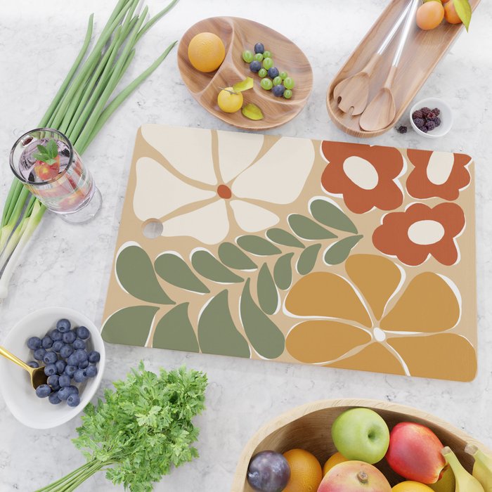 70s boho botanical flowers   Cutting Board Gallery Image 2