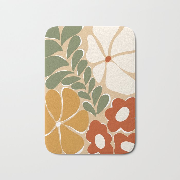70s boho botanical flowers   Bath Mat Gallery Image 1