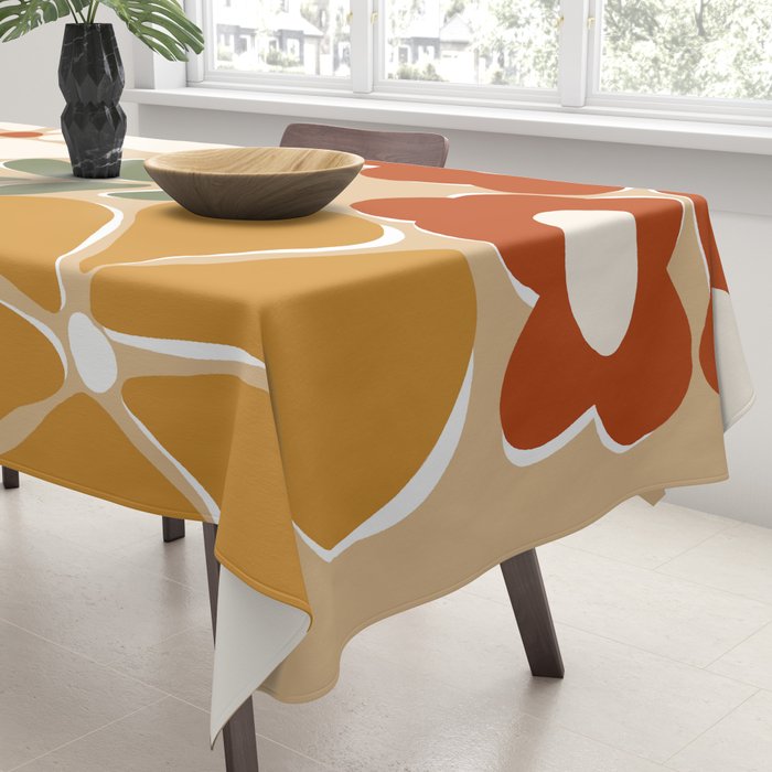 70s boho botanical flowers   Tablecloth Gallery Image 3