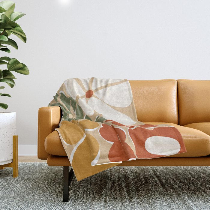 70s boho botanical flowers   Throw Blanket Gallery Image 1