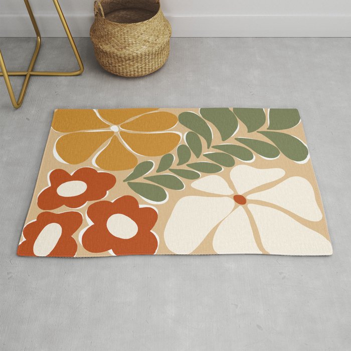 70s boho botanical flowers   Rug Gallery Image 1