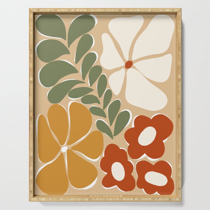 70s boho botanical flowers   Serving Tray Gallery Image 1