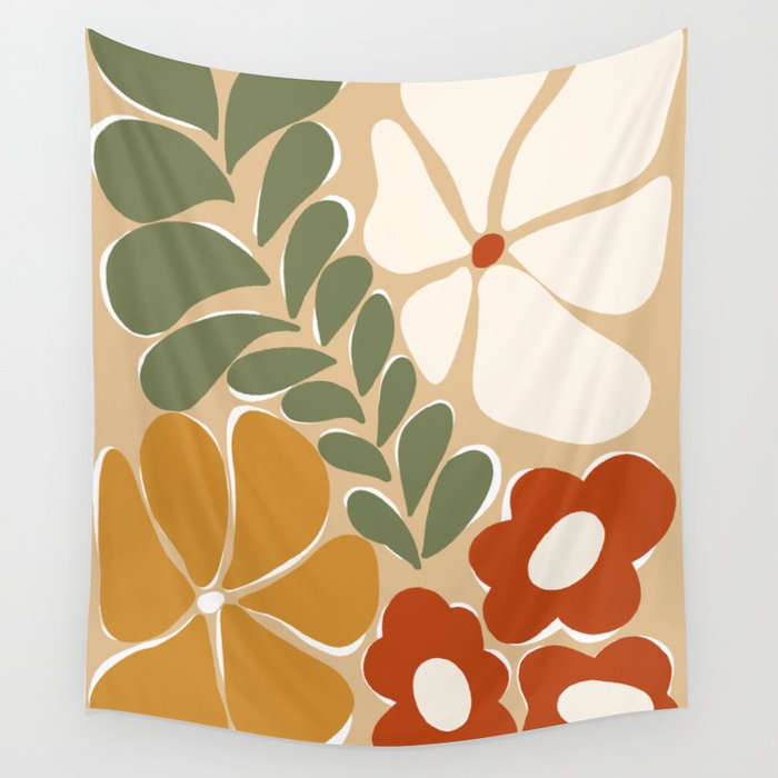 70s boho botanical flowers   Wall Tapestry Gallery Image 4