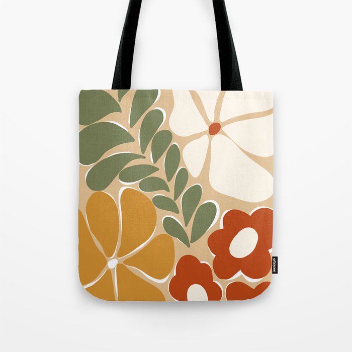 70s boho botanical flowers   Tote Bag Gallery Image 1