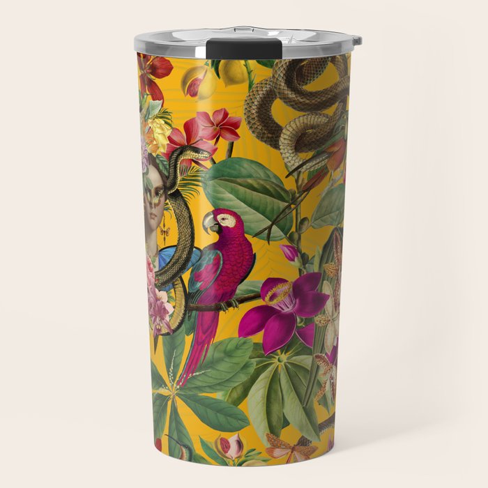 Snake Princess Tropical Jungle Vibes Multicolor Yellow Travel Mug Gallery Image 1